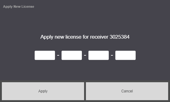 Apply new license screen